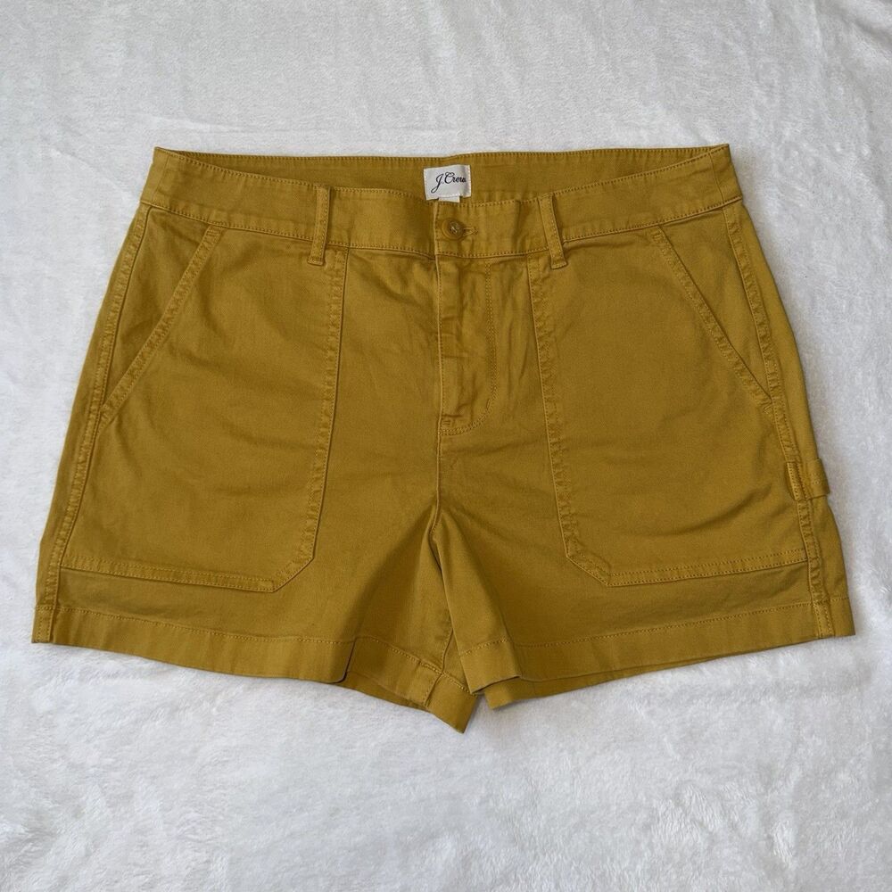 J.Crew Foundry Chino Carpenter Shorts Women’s 14 Mustard Yellow Gold Utility 4"